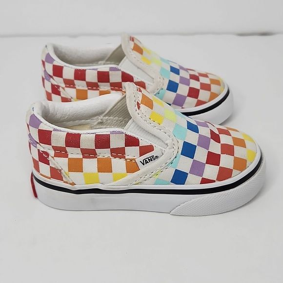 Vans Other - Vans, rainbow checkerboard, slip on shoes.